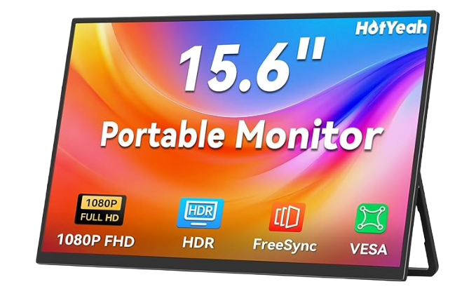 Portable External Monitor w/Kickstand & Speaker