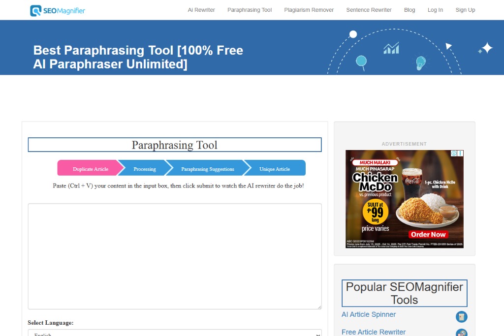 SEO Magnifier Paraphraser image